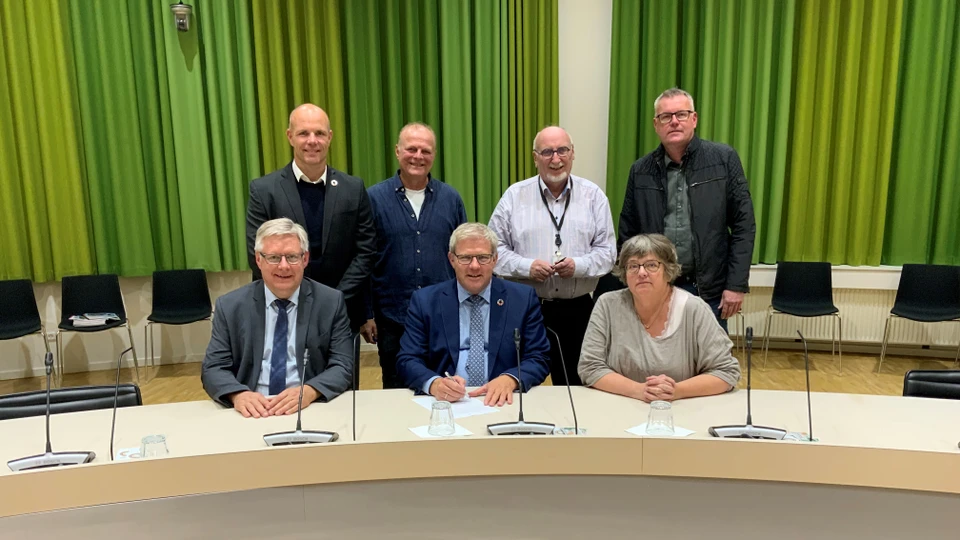 Billede af gruppeformændene ved budgetaftale 2021